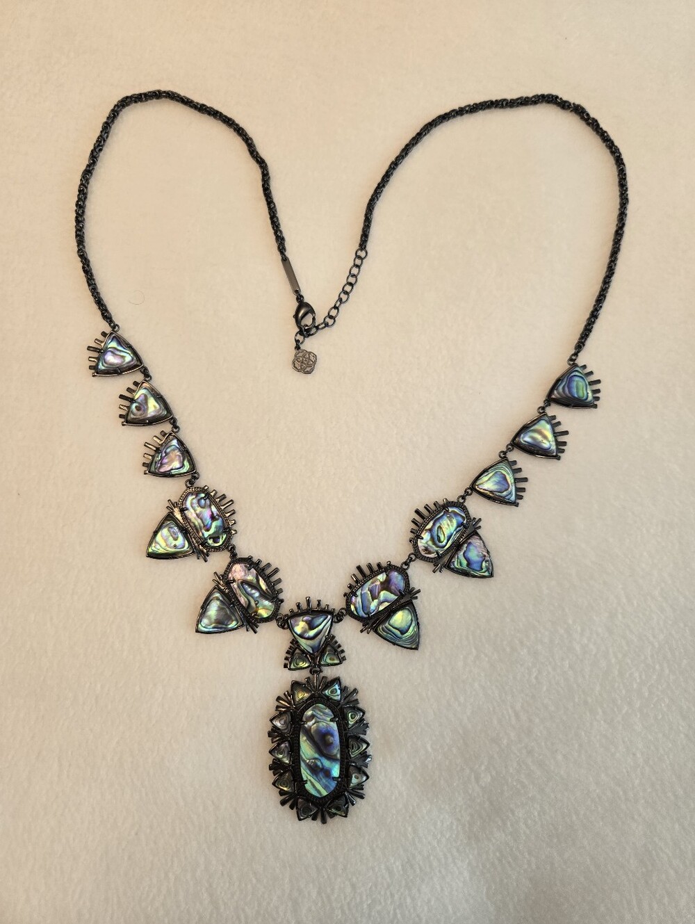Kendra Scott Havana Statement Necklace Gunmetal and Abalone Retired - Picture 3 of 5